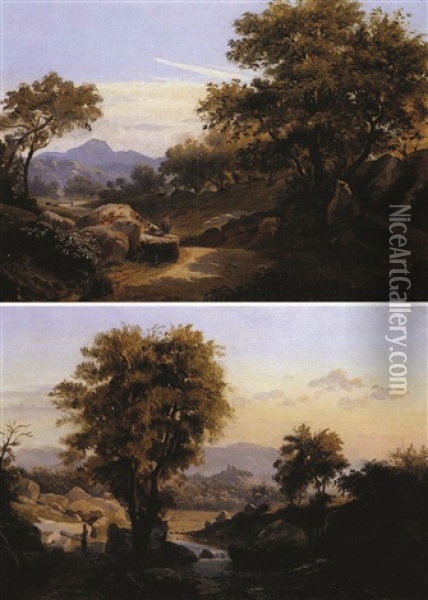 Vedute Con La Campagna Romana (pair) Oil Painting - Johann Jakob Frey