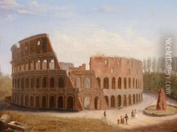 Zugeschrieben/attribuito A Ansicht Des Colosseums Ol Auf Leinwand Oil Painting - Francois-Marius Granet