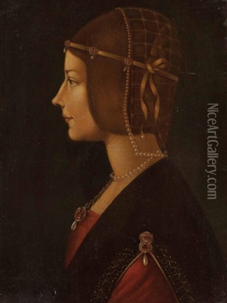 Profil-portrait Einer Dame (beatrice D'este?) Oil Painting - Pietro di Giovanni d' Ambrogio