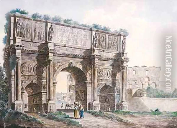 Rome, A View Of The Arch Of Constantine Oil Painting - Franz Kaisermann