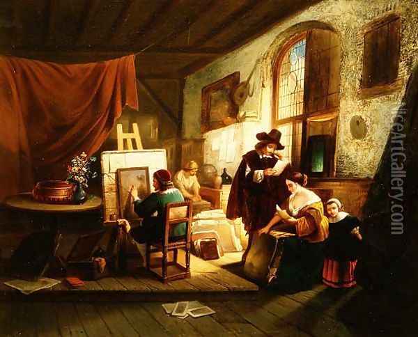 The artists studio Oil Painting - Johannes Anthonie Balthasar Stroebel
