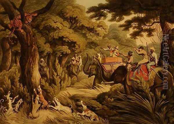 Shooting A Leopard Oil Painting - Samuel Howitt