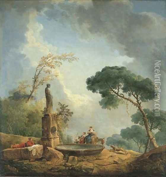La fontaine à la vestale Oil Painting - Hubert Robert