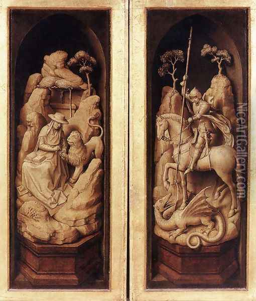 Sforza Triptych (exterior) c. 1460 Oil Painting - Rogier van der Weyden