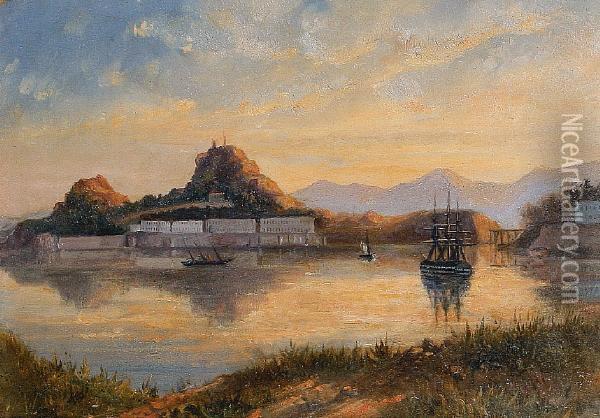 Corfu, A Pair Oil Painting - Gerard Antoine Crehay
