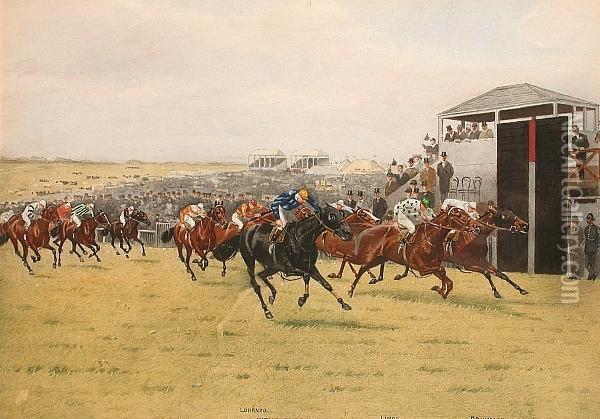 Flat Racing At Epsom, The City And Suburban Oil Painting - Isaac Cullin