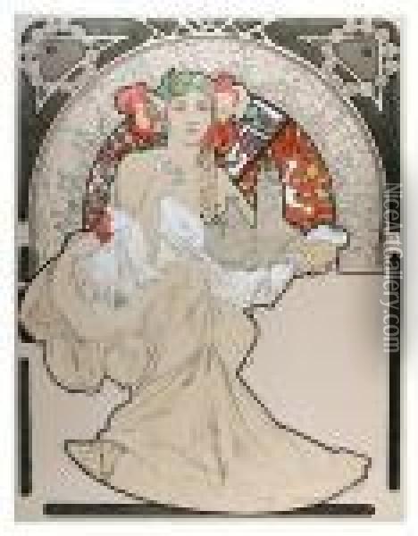 Lovely Protector, 70 Oil Painting - Alphonse Maria Mucha