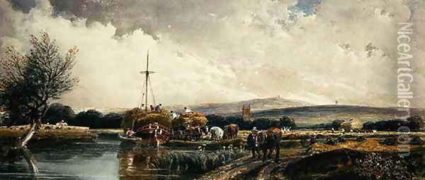 A Village near Dorking Oil Painting - Peter de Wint