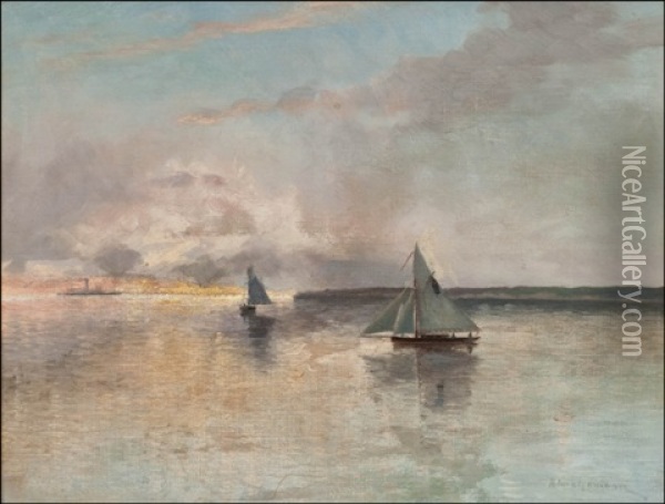Iltapurjehdus (evening Sailing) Oil Painting - Erik Abrahamsson