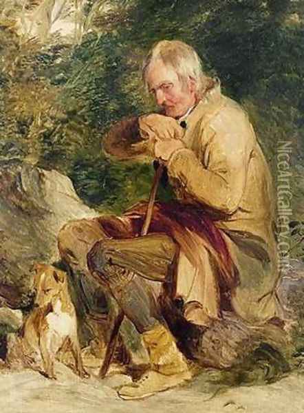 An old man and his dog seated by a road side Oil Painting - Sir Edwin Henry Landseer