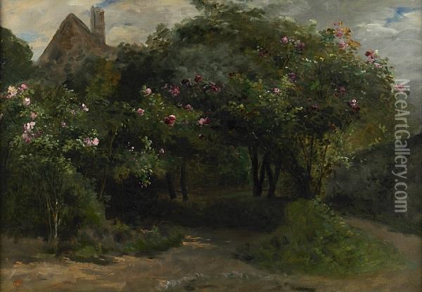 Le Chemin Aux Arbres Et Fleurs Oil Painting - Eugene Petit