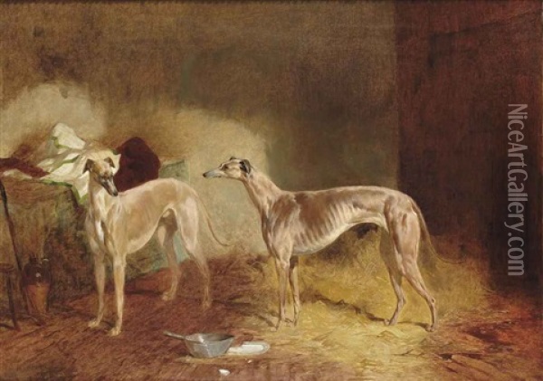 Deux Levriers Oil Painting - Harry Hall