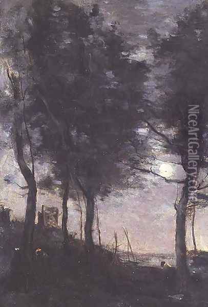 Moonlight by the sea Oil Painting - Jean-Baptiste-Camille Corot