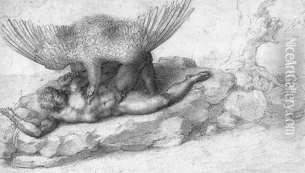 Tityus c. 1533 Oil Painting - Michelangelo Buonarroti