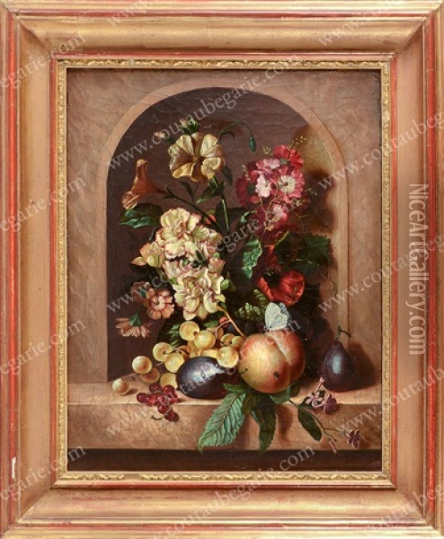 Bouquet De Fleurs Sur Un Entablement Oil Painting - Petronella Woensel
