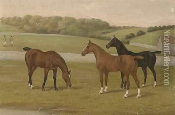 In the paddock Oil Painting - English School