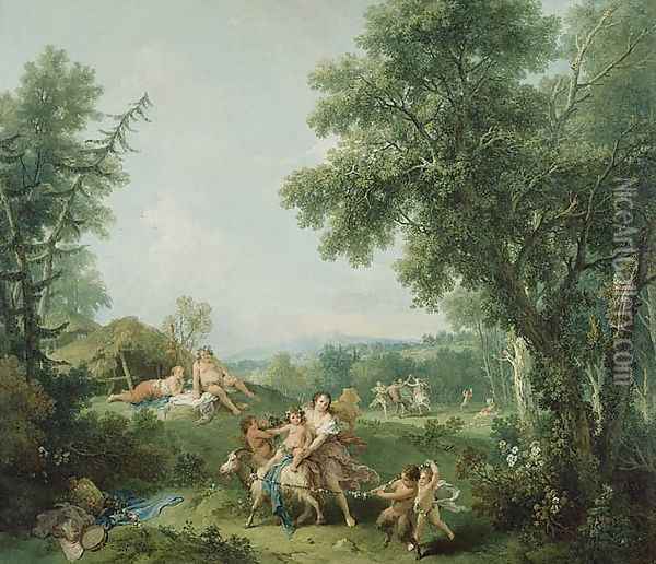 Landscape with the Education of Bacchus Oil Painting - Francesco Zuccarelli