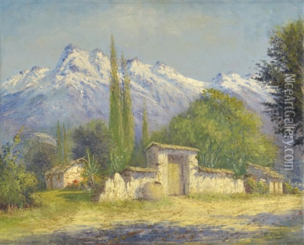 Paisaje Fondo De Montanas Oil Painting - Rinaldo Giudici