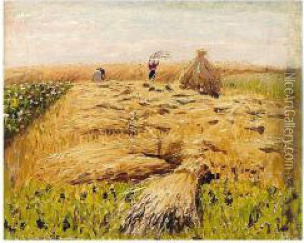 Reaping The Harvest Oil Painting - Nikolai Nikanorovich Dubovsky