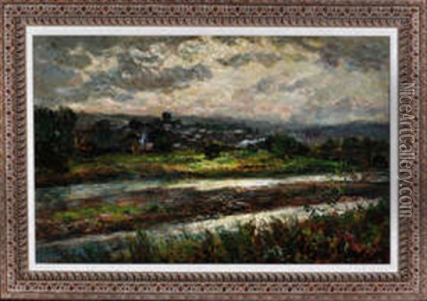 A Panoramic View Of Hexham From The South Side Of The River Oil Painting - John Falconar Slater