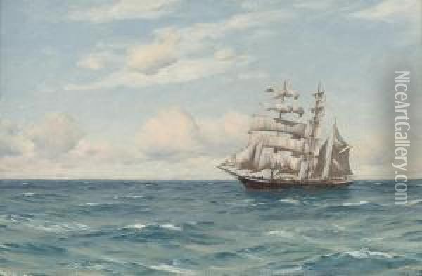 A Clipper At Sea Oil Painting - Thomas Jacques Somerscales