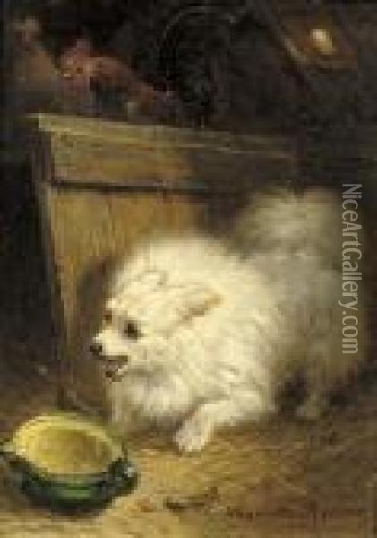 In The Barn Oil Painting - Henriette Ronner-Knip