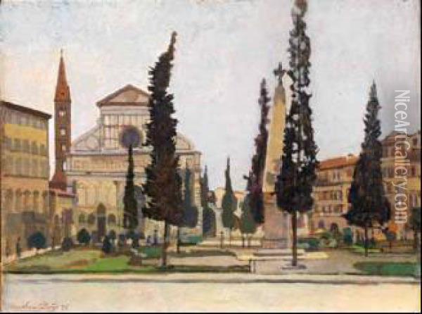 Veduta Di Piazza Santa Maria Novella Oil Painting - Llewelyn Lloyd