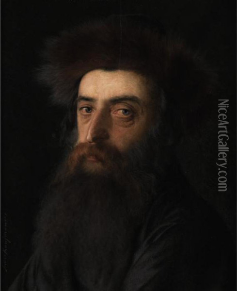 Portrait Of A Rabbi Oil Painting - Isidor Kaufmann
