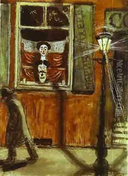 Barbershop Window 1906 Oil Painting - Mstislav Dobuzhinsky (Mstislavas Dobuzinskis)