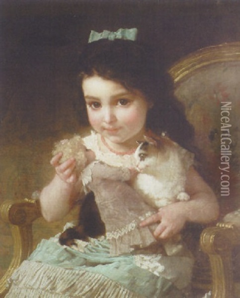 La Petite Fille Oil Painting - Emile Munier
