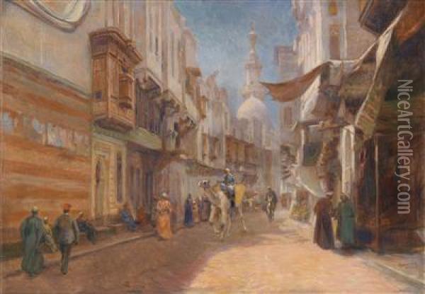 Oriental Street Scene Oil Painting - Karoly Cserna