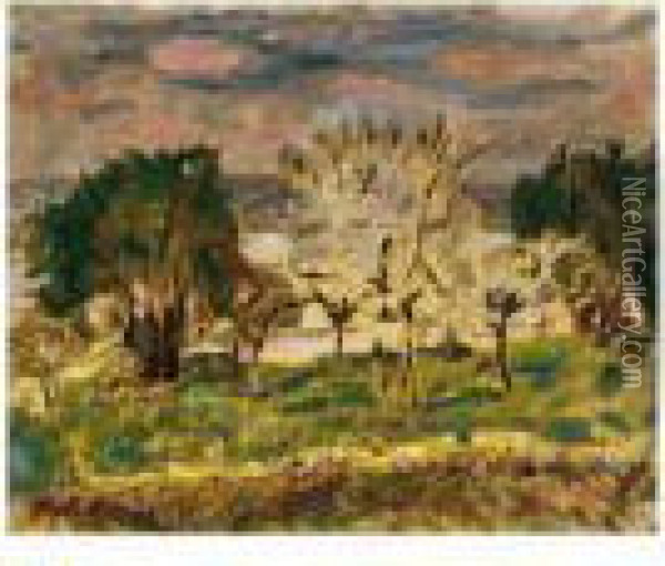 Paysage A Vernon Oil Painting - Pierre Bonnard