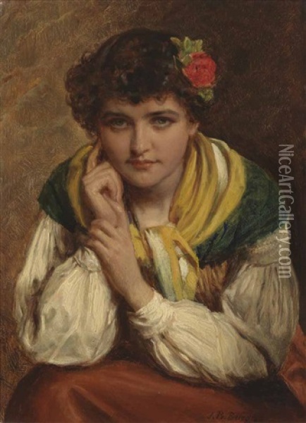 A Spanish Gypsy Oil Painting - John Bagnold Burgess