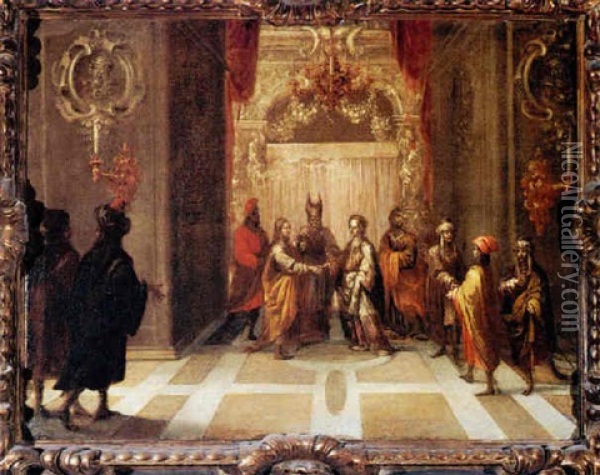 Marriage Of The Virgin Oil Painting - Lucas De Valdes