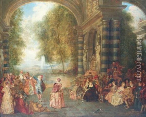 El Baile Oil Painting - Francois Louis Joseph Watteau