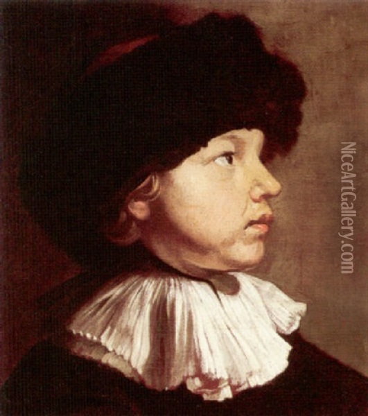 Portrait Of A Boy Wearing A Fur Hat Oil Painting - Jacob Oost the Elder