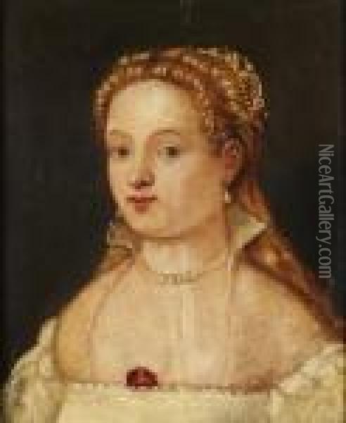 Portrait De Femme Oil Painting - Jacopo Robusti, II Tintoretto