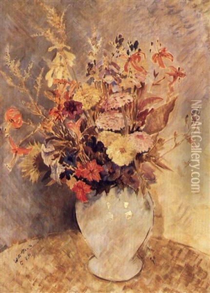 Garden Flowers In A Vase Oil Painting - Glyn Warren Philpot