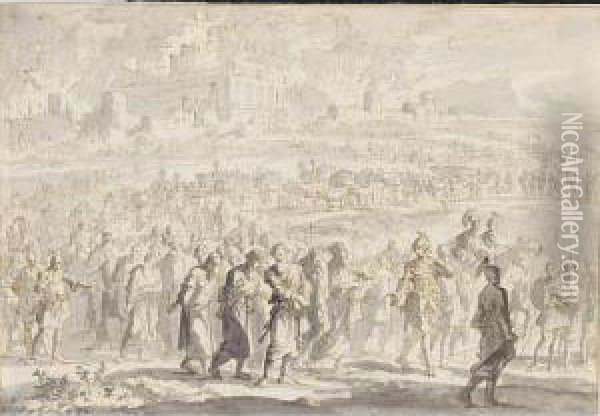 The Defeated Israelites Led From Jerusalem Oil Painting - Jan Luyken