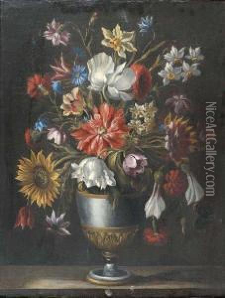 Nature Morte Au Bouquet De Fleurs Oil Painting - Pier Francesco Cittadini Il Milanese