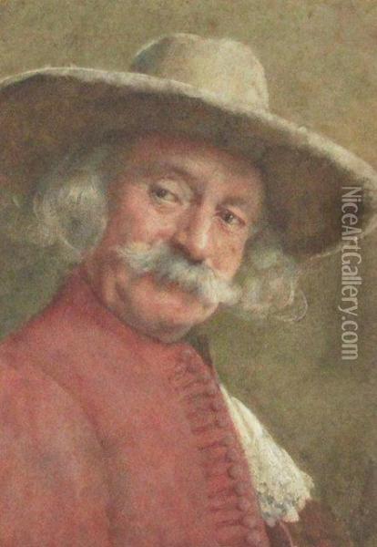 Bust Portrait Of A Cavalier Oil Painting - John Wainwright