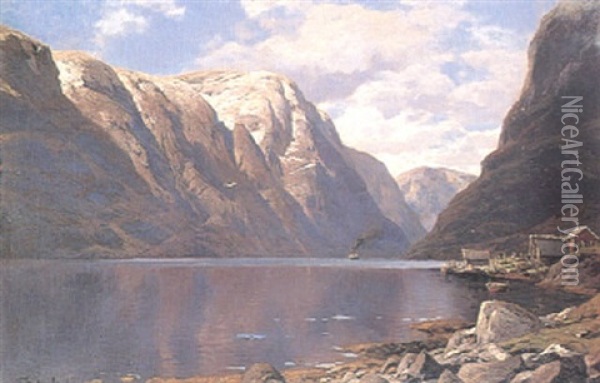 Naerofjorden - Norge Oil Painting - Karl Paul Themistocles von Eckenbrecher