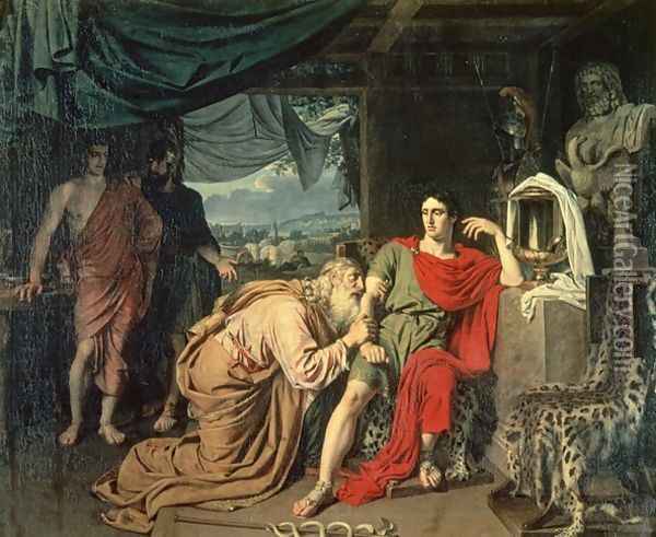 King Priam begging Achilles for the return of Hectors body Oil Painting - Alexander Ivanov
