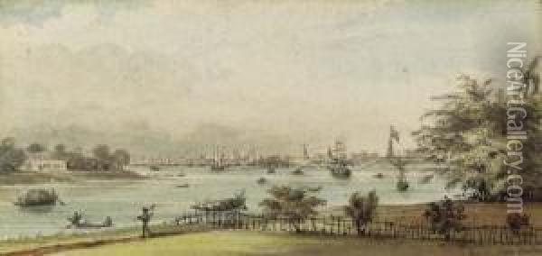 Calcutta From Plowden's, On Garden Reach Oil Painting - William Prinsep