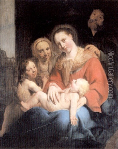 La Sainte Famille Avec Sainte Anne Et Saint Jean-baptiste Oil Painting - Frans Pietersz de Grebber