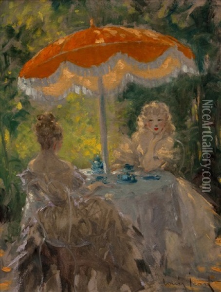 The Au Jardin Oil Painting - Louis Icart