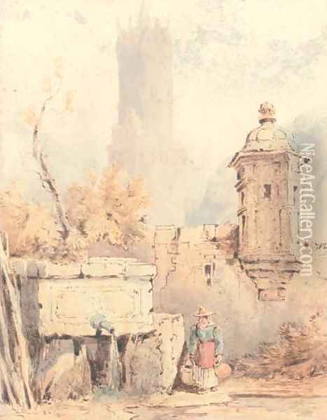 The church tower Oil Painting - Samuel Prout
