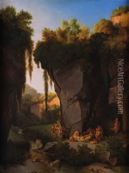 L'infanzia Di Bacco Oil Painting - Lancelot Theodore Turpin De Crisse