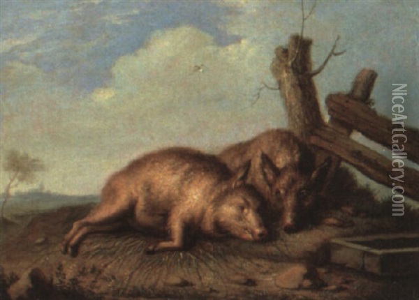 Rastende Schweine Oil Painting - Paulus Potter