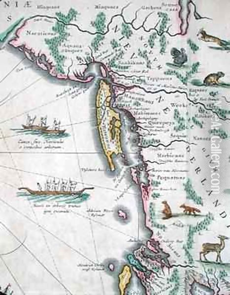 Map depicting the East Coast of North America 2 Oil Painting - Joan Blaeu